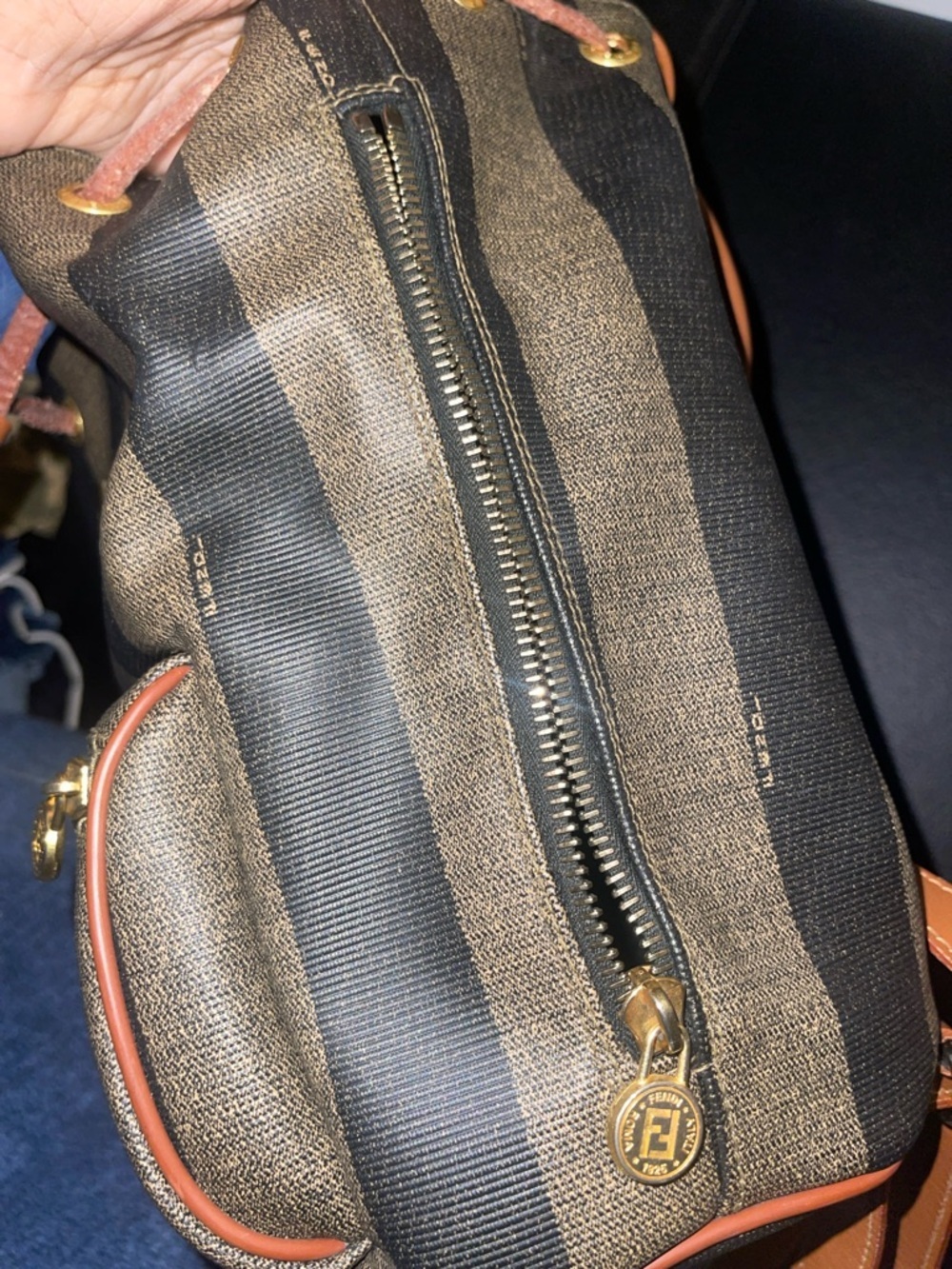 Fendi Vintage Pecan Striped Pequin Coated Canvas Small Backpack - Picture 13 of 17